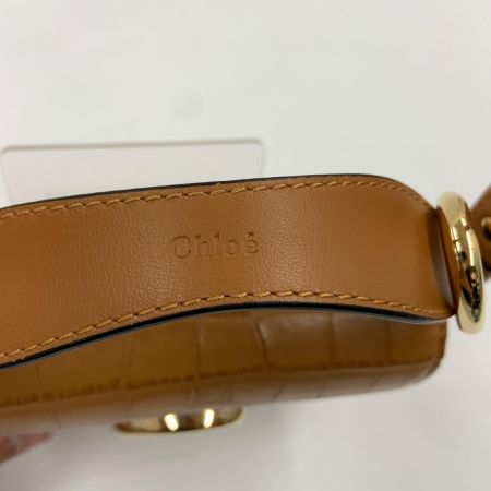  Chloe クロエ クロエシー ミニバッグ ハンドバッグ 2way ショルダーバッグ クロコ型押し ブラウン