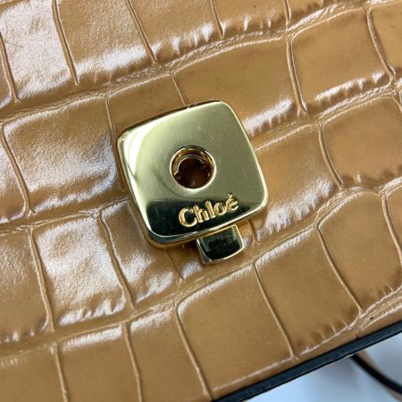  Chloe クロエ クロエシー ミニバッグ ハンドバッグ 2way ショルダーバッグ クロコ型押し ブラウン