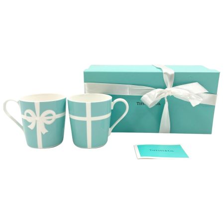  Tiffany & Co. ティファニー ブルーボウマグ ブルー リボン ペア マグカップ  未使用