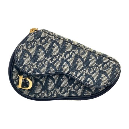  Christian Dior クリスチャンディオール トロッター サドル ポーチ 小物入れ コスメポーチ ネイビー