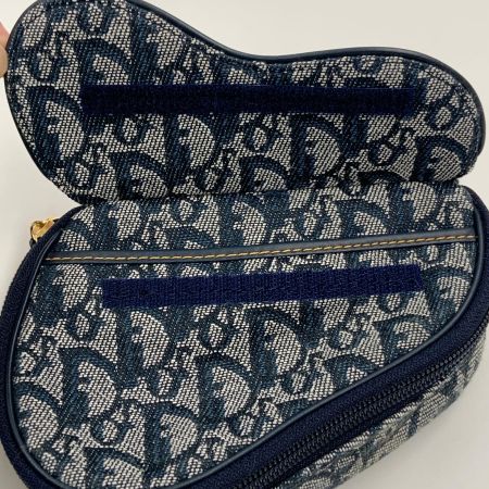  Christian Dior クリスチャンディオール トロッター サドル ポーチ 小物入れ コスメポーチ ネイビー