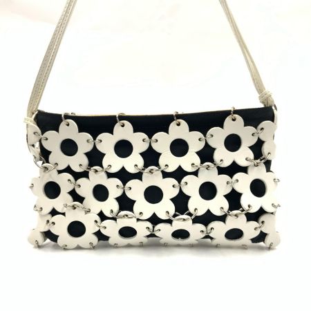  CELINE セリーヌ フラワー ミニポーチ ポシェット ホワイト x ブラック 現状渡し