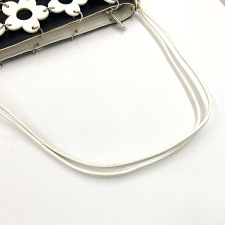  CELINE セリーヌ フラワー ミニポーチ ポシェット ホワイト x ブラック 現状渡し