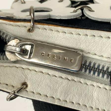 CELINE セリーヌ フラワー ミニポーチ ポシェット ホワイト x ブラック 現状渡し