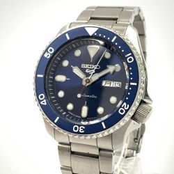 〇〇 SEIKO セイコー 5スポーツ 裏スケルトン 自動巻き 腕時計 4R36-07GD シルバー x ブルー Bランク