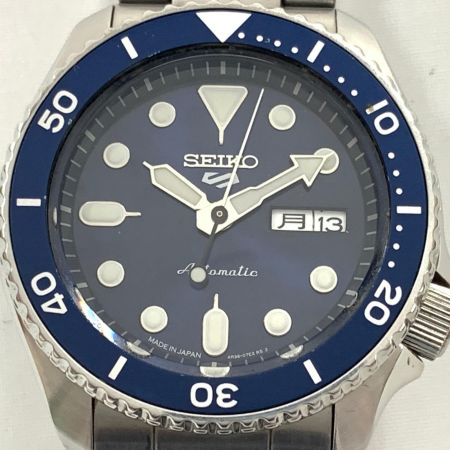  SEIKO セイコー 5スポーツ 裏スケルトン 自動巻き 腕時計 4R36-07GD シルバー x ブルー