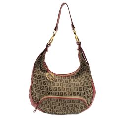 〇〇 FENDI フェンディ ズッキーノ ワンショルダーバッグ バッグ  レッド x ベージュ 現状渡し Cランク