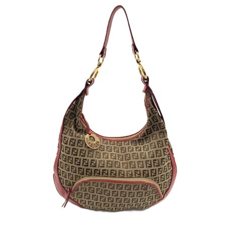  FENDI フェンディ ズッキーノ ワンショルダーバッグ バッグ  2370-BBR465-LXT-049 レッド x ベージュ 現状渡し