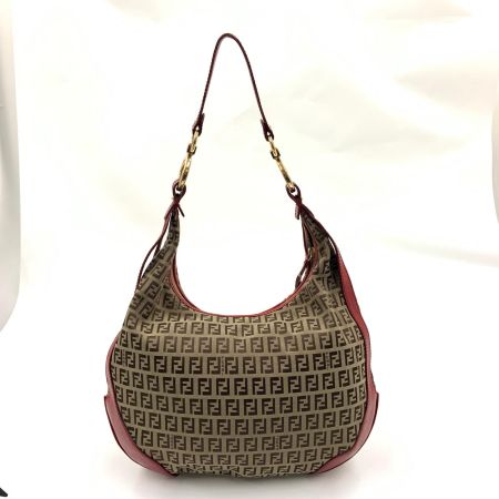  FENDI フェンディ ズッキーノ ワンショルダーバッグ バッグ  2370-BBR465-LXT-049 レッド x ベージュ 現状渡し
