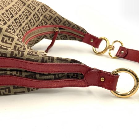  FENDI フェンディ ズッキーノ ワンショルダーバッグ バッグ  2370-BBR465-LXT-049 レッド x ベージュ 現状渡し