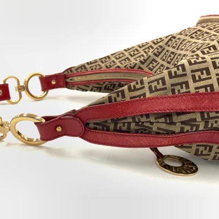  FENDI フェンディ ズッキーノ ワンショルダーバッグ バッグ  2370-BBR465-LXT-049 レッド x ベージュ 現状渡し