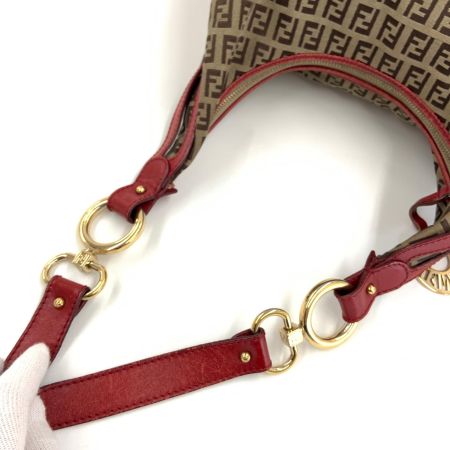  FENDI フェンディ ズッキーノ ワンショルダーバッグ バッグ  2370-BBR465-LXT-049 レッド x ベージュ 現状渡し