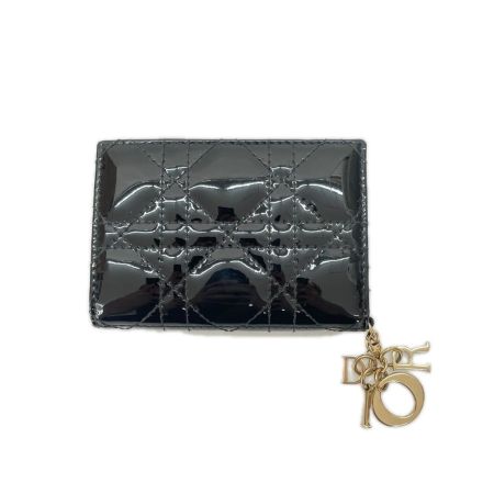  Christian Dior クリスチャンディオール レディース カードケース パテント カナージュ 25MA0178 ブラック