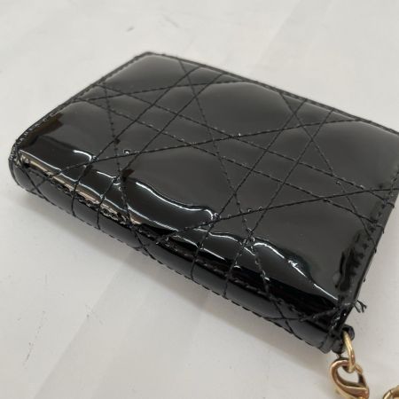  Christian Dior クリスチャンディオール レディース カードケース パテント カナージュ 25MA0178 ブラック