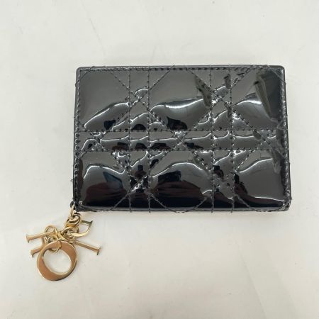  Christian Dior クリスチャンディオール レディース カードケース パテント カナージュ 25MA0178 ブラック
