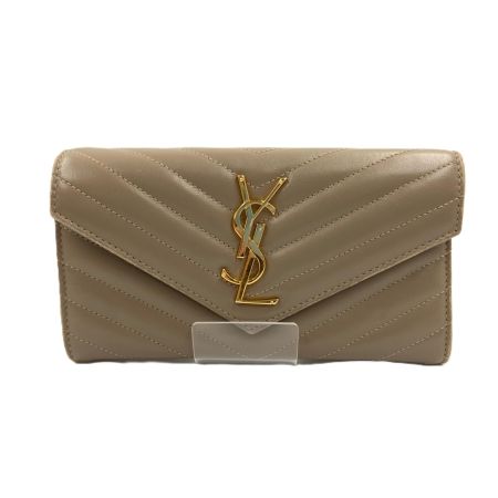 Yves Saint Laurent イブサンローラン カサンドラ マトラッセ ラージ フラップウォレット 長財布 372264 ベージュ