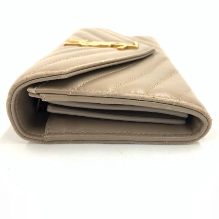 Yves Saint Laurent イブサンローラン カサンドラ マトラッセ ラージ フラップウォレット 長財布 372264 ベージュ