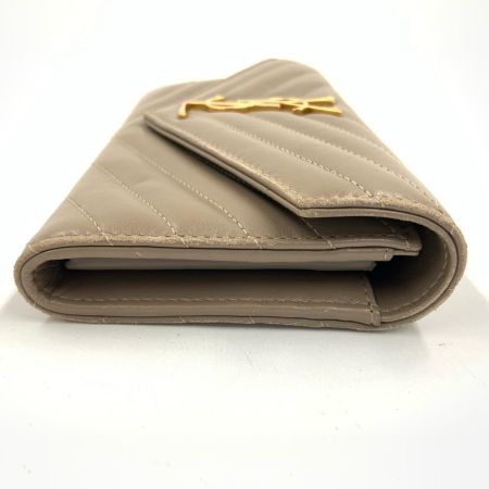 Yves Saint Laurent イブサンローラン カサンドラ マトラッセ ラージ フラップウォレット 長財布 372264 ベージュ