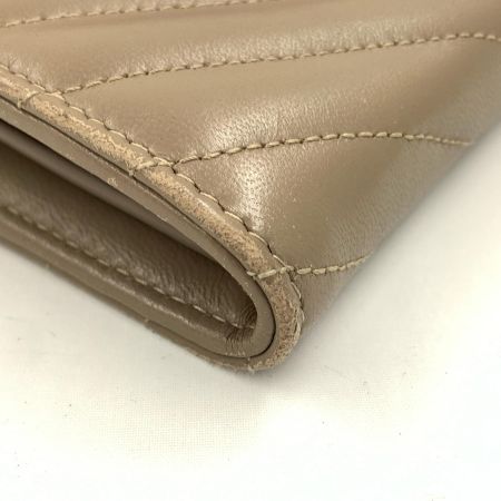 Yves Saint Laurent イブサンローラン カサンドラ マトラッセ ラージ フラップウォレット 長財布 372264 ベージュ