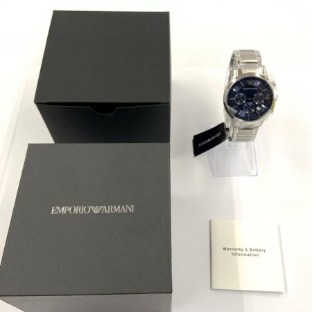  EMPORIO ARMANI エンポリオアルマーニ クロノグラフ クォーツ 腕時計  AR2448 シルバー x ネイビー 未使用