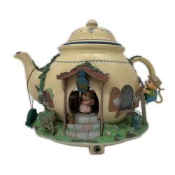 〇〇 ENESCO エネスコ オルゴール Teapot ティーポット バンガロー ネズミの家族 Bランク