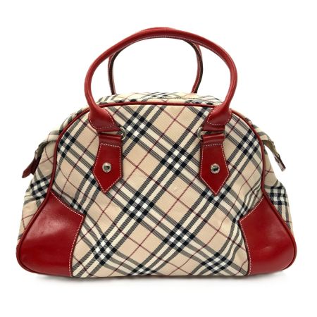 BURBERRY BLUE LABEL バーバリーブルーレーベル ノバチェック ハンドバッグ ベージュ  x レッド