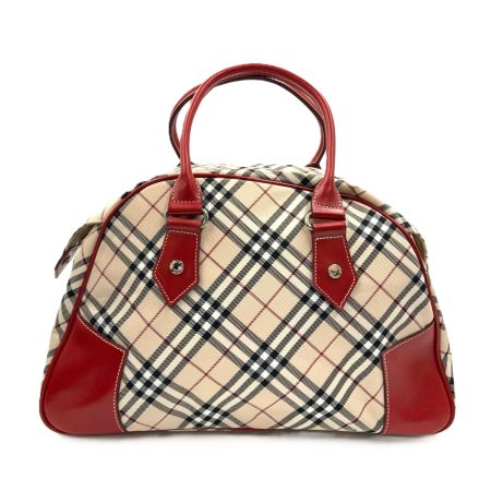 BURBERRY BLUE LABEL バーバリーブルーレーベル ノバチェック ハンドバッグ ベージュ  x レッド
