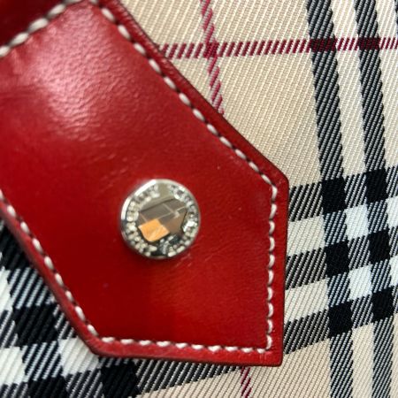 BURBERRY BLUE LABEL バーバリーブルーレーベル ノバチェック ハンドバッグ ベージュ  x レッド