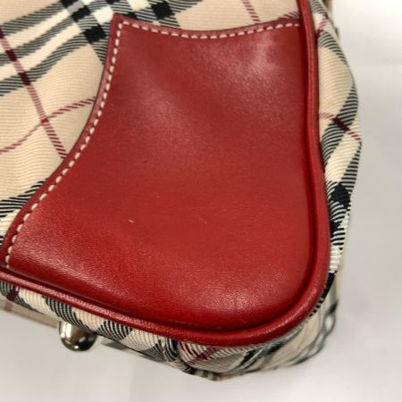 BURBERRY BLUE LABEL バーバリーブルーレーベル ノバチェック ハンドバッグ ベージュ  x レッド