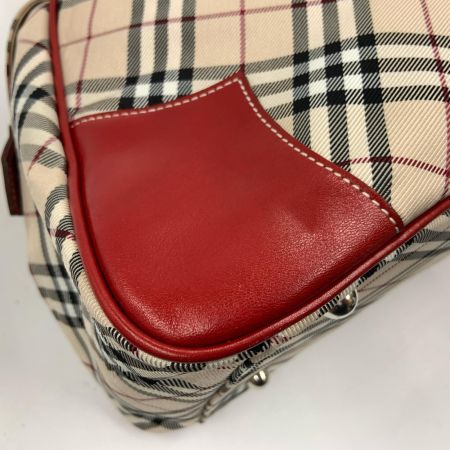 BURBERRY BLUE LABEL バーバリーブルーレーベル ノバチェック ハンドバッグ ベージュ  x レッド