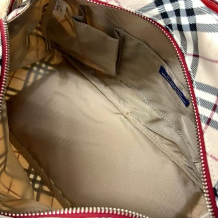 BURBERRY BLUE LABEL バーバリーブルーレーベル ノバチェック ハンドバッグ ベージュ  x レッド