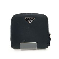 PRADA プラダ ナイロン ラウンドファスナー 二つ折り財布 ブラック 現状渡し Cランク