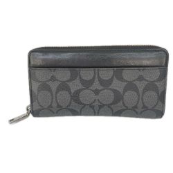 COACH コーチ ラウンドファスナー長財布 シグネチャー  F58112 ブラック Bランク