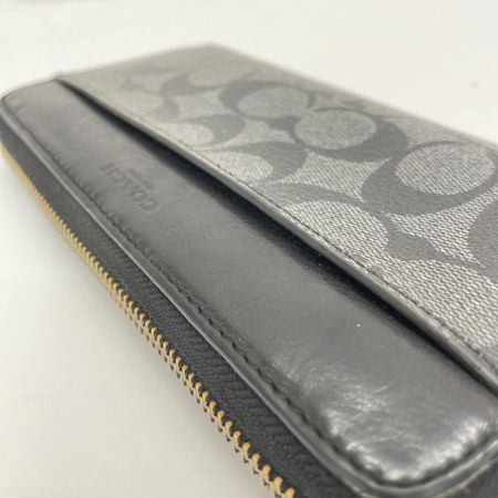 COACH コーチ ラウンドファスナー長財布 シグネチャー  F58112 ブラック