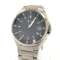 CITIZEN シチズン アテッサ エコドライブ チタン ソーラー電波 腕時計 H128-R006860 シルバー x ネイビー 現状渡し  Cランク