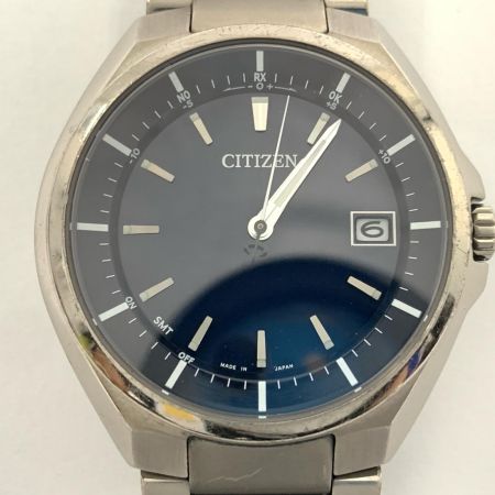 CITIZEN シチズン アテッサ エコドライブ チタン ソーラー電波 腕時計 H128-R006860 シルバー x ネイビー 現状渡し 