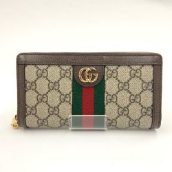 GUCCI グッチ オフィディア GGジップアラウンドウォレット ラウンドファスナー長財布 523154 ベージュ x ブラウン Aランク