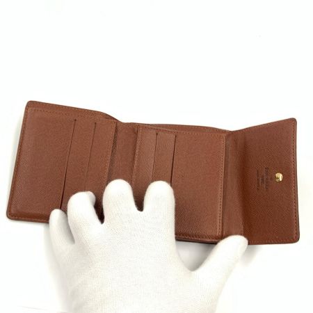 LOUIS VUITTON ルイヴィトン モノグラム ポルトモネビエカルトクレディ Wホック 財布 M61652 ブラウン 現状渡し