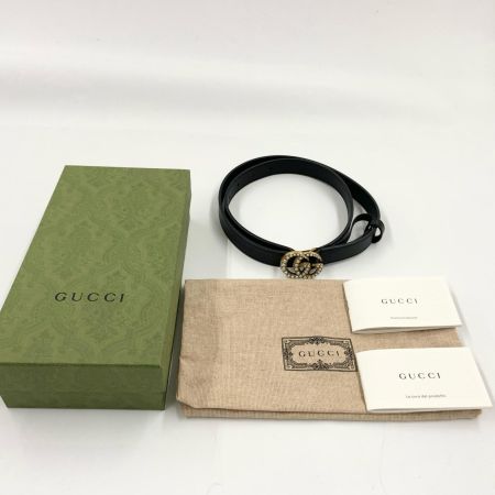 GUCCI グッチ GGマーモント ダブルG フェイクパール レザー バックルベルト ブラック