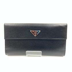 PRADA プラダ サフィアーノ トライアングルロゴ Wホック 二つ折り財布  長財布  1M1133 ブラック Aランク