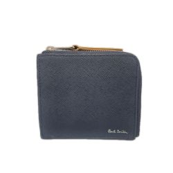Paul Smith ポールスミス メンズ ブライトストライププラー L字ファスナー財布 ネイビー Aランク