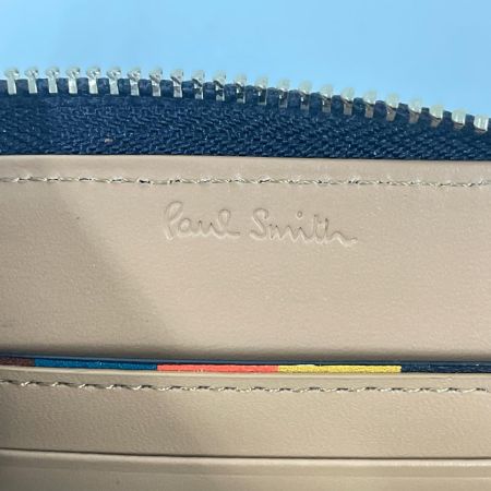 Paul Smith ポールスミス メンズ ブライトストライププラー L字ファスナー財布 ネイビー