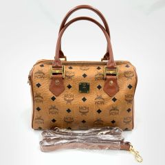 MCM エムシーエム ヴィセトス ロゴグラム ミニボストンバッグ  8423N ブラウン Bランク