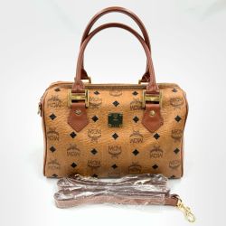 MCM エムシーエム ヴィセトス ロゴグラム ミニボストンバッグ  8423N ブラウン Bランク