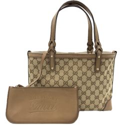 GUCCI グッチ GGキャンバス トートバッグ ハンドバッグ 269878 カーキ Bランク