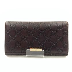 グッチシマ ロゴ GG レザー 長財布 244946-0416 ブラウン 現状渡し Cランク