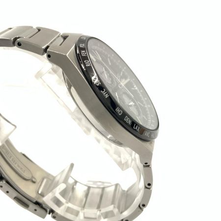 SEIKO セイコー クロノグラフ 電波 ソーラー 腕時計  V195-0AE0 シルバー x ブラック