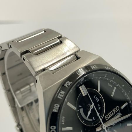 SEIKO セイコー クロノグラフ 電波 ソーラー 腕時計  V195-0AE0 シルバー x ブラック