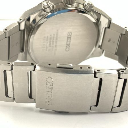 SEIKO セイコー クロノグラフ 電波 ソーラー 腕時計  V195-0AE0 シルバー x ブラック