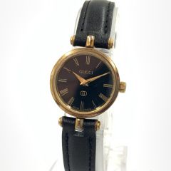 GUCCI グッチ レディース クォーツ ヴィンテージ 腕時計 ブラック x ゴールド 現状渡し Cランク